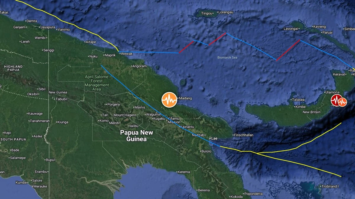 землетрясение магнитудой 6,5 произошло в восточной части Новой Гвинеи