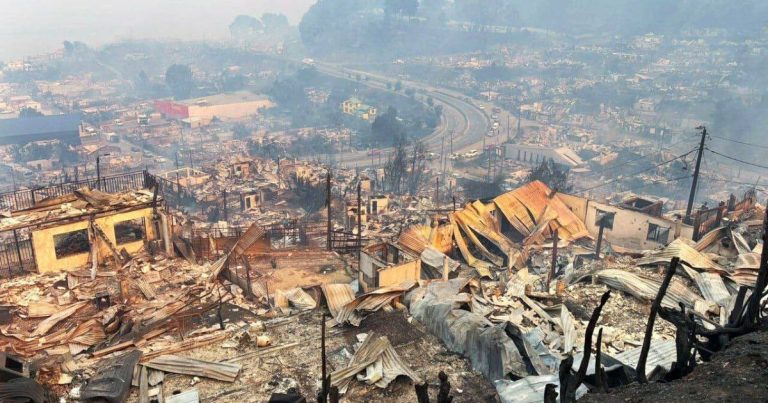 Лесные пожары в городах Нюбле и Биобио. Чили