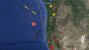 Землетрясение магнитудой 6.0 у побережья Орегон