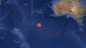 Землетрясение магнитудой 6.0 на юго-востоке Индиан-Ридж
