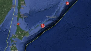 Землетрясение магнитудой 6.2 на Курильских островах