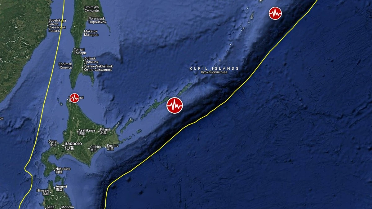 Землетрясение магнитудой 6.2 на Курильских островах